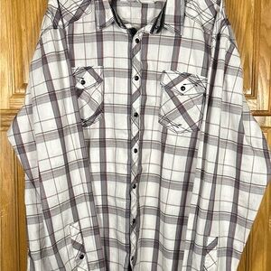 BKE Men’s XXXL Gray and Red Plaid Shirt long sleeve Western snaps country